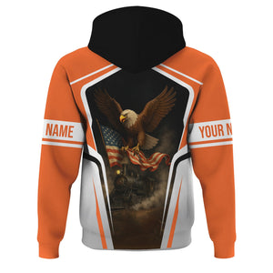 Railspirit Personalized Wheeling And Lake Erie Railroad Hoodie American Eagle Vintage Train Zip Up Hoodie