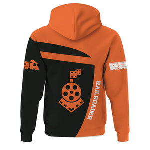 Railspirit Personalized Wheeling And Lake Erie Railroad Hoodie All Aboard Steam Train Movie Projector Style Zip Up Hoodie