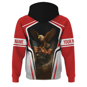 Railspirit Personalized Bangor And Aroostook Railroad Hoodie American Eagle Vintage Train Zip Up Hoodie