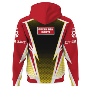 Railspirit Personalized Green Bay & Western Railroad Hoodie Lightning Graphic Style Zip Up Hoodie Gift Idea For Train Lover