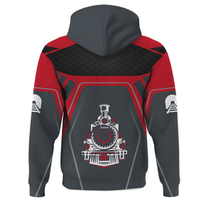Railspirit Personalized Green Bay & Western Railroad Hoodie Steam Locomotive Engine Graphic Train Zip Up Hoodie All Over Print