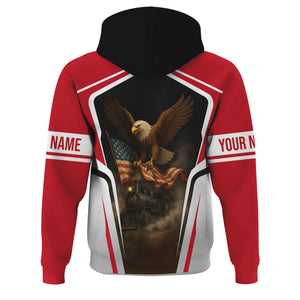 Railspirit Personalized Green Bay & Western Railroad Hoodie American Eagle Vintage Train Zip Up Hoodie