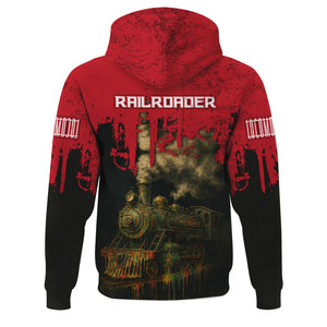 Railspirit Personalized Green Bay & Western Railroad Hoodie Vintage Train Art Style Zip Up Hoodie For Locomotive Fans