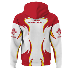 Railspirit Personalized Green Bay & Western Railroad Hoodie Distinctive Flame Style Zip Up Hoodie For Steam Engine Addict