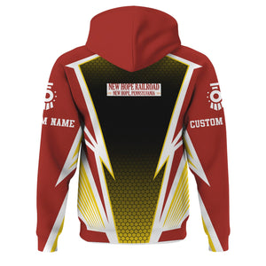 Railspirit Personalized New Hope Railroad Hoodie Lightning Graphic Style Zip Up Hoodie Gift Idea For Train Lover
