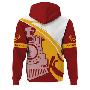 Railspirit Personalized Wisconsin Central Ltd Railroad Hoodie Flame-Inspired Style Zip Up Hoodie Gift Idea For Train Lovers