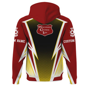 Railspirit Personalized Wisconsin Central Ltd Railroad Hoodie Lightning Graphic Style Zip Up Hoodie Gift Idea For Train Lover