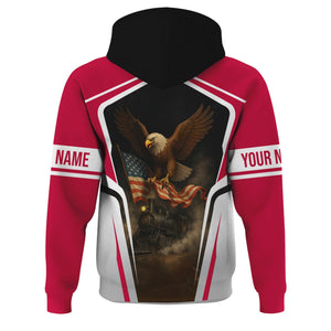 Railspirit Personalized Canadian Pacific Railroad Hoodie American Eagle Vintage Train Zip Up Hoodie