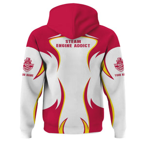 Railspirit Personalized Canadian Pacific Railroad Hoodie Distinctive Flame Style Zip Up Hoodie For Steam Engine Addict