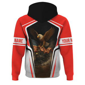 Railspirit Personalized Fleischmann And Western Railroad Hoodie American Eagle Vintage Train Zip Up Hoodie