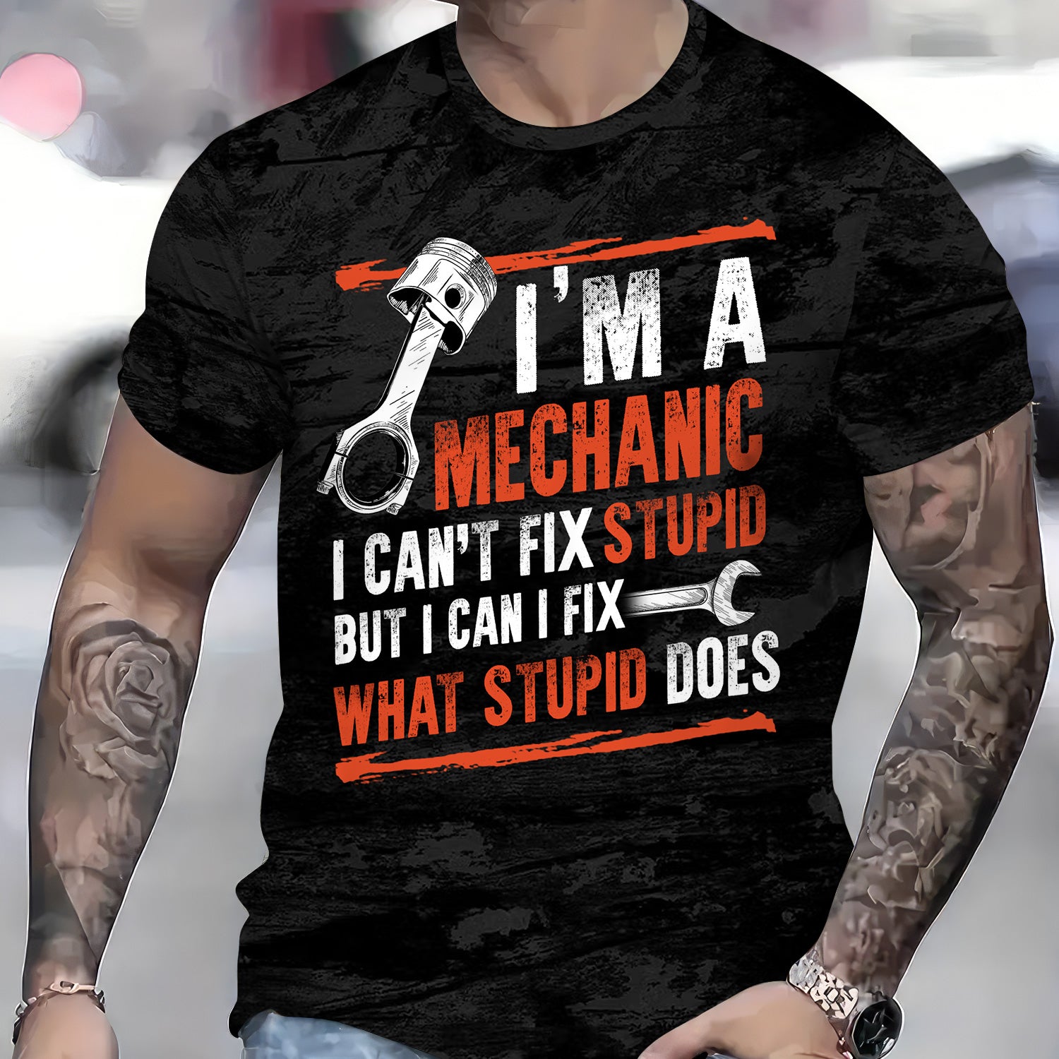 Funny Vintage Mechanic Shirt I'm A Mechanic I Can't FIX Stupid Black Unisex T Shirt