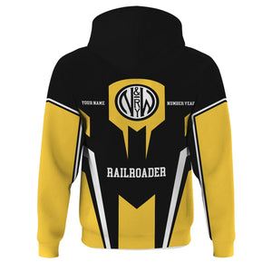 Railspirit Personalized Norfolk and Western Railway Hoodie Custom Year Railroader N&W Zip Up Hoodie Gift Idea For Train Lover
