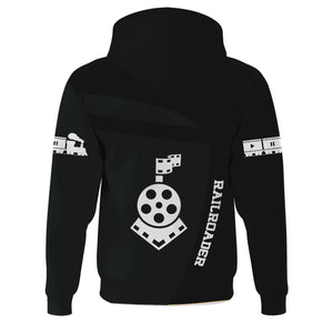 Railspirit Personalized Norfolk and Western Railway Hoodie All Aboard Steam Train Movie Projector Style N&W Zip Up Hoodie
