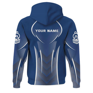 Railspirit Personalized Duluth, Winnipeg and Pacific Railway Hoodie Striking Line Style Train Zip Up Hoodie For Locomotive Lovers