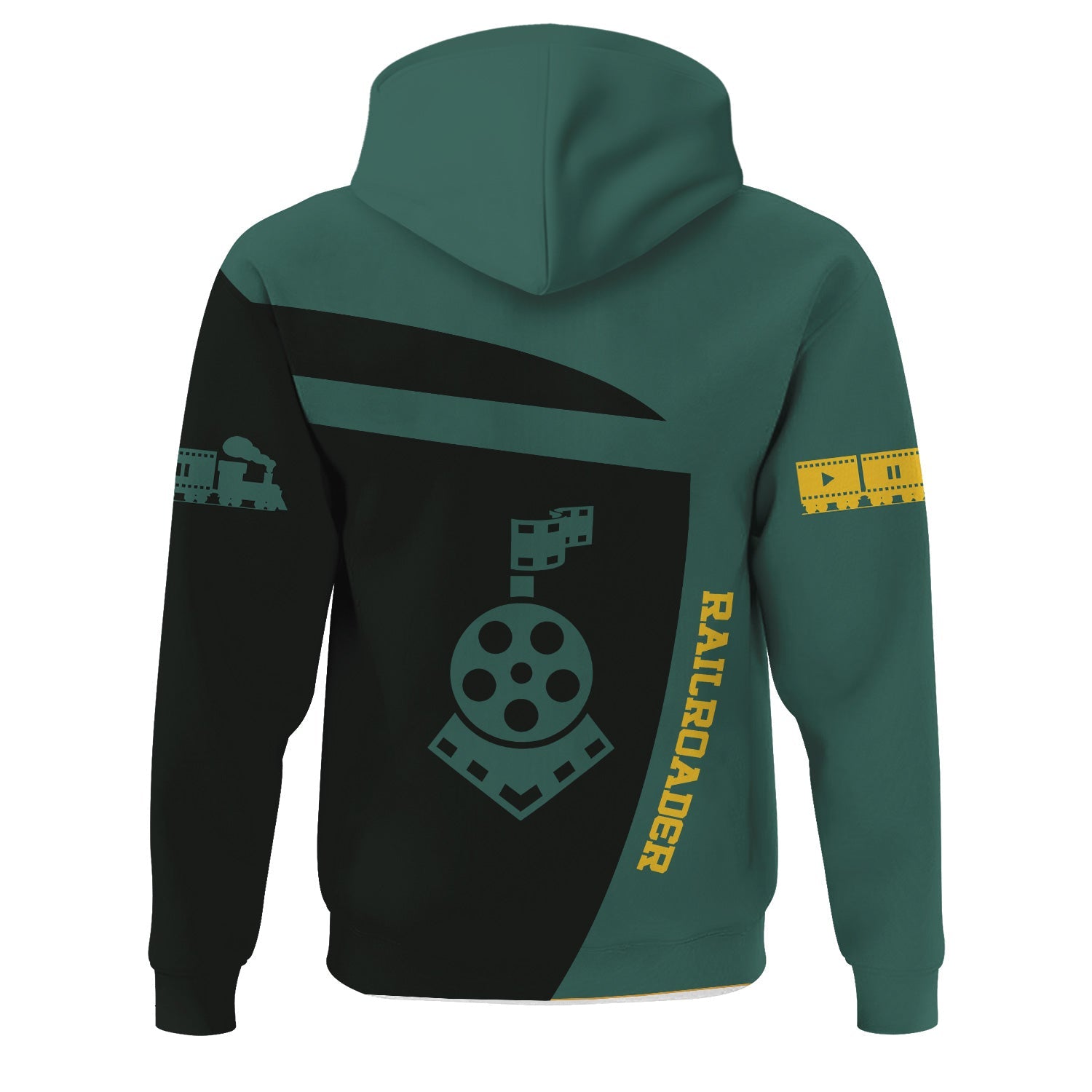 Railspirit Personalized Southern Railway U.S Hoodie All Aboard Steam Train Movie Projector Style SOU Zip Up Hoodie