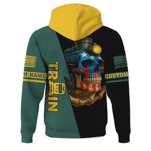 Railspirit Personalized Southern Railway U.S Hoodie Train Skull American Flag SOU Zip Up Hoodie All Over Print