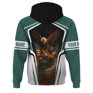 Railspirit Personalized Southern Railway U.S Hoodie American Eagle Vintage Train SOU Zip Up Hoodie
