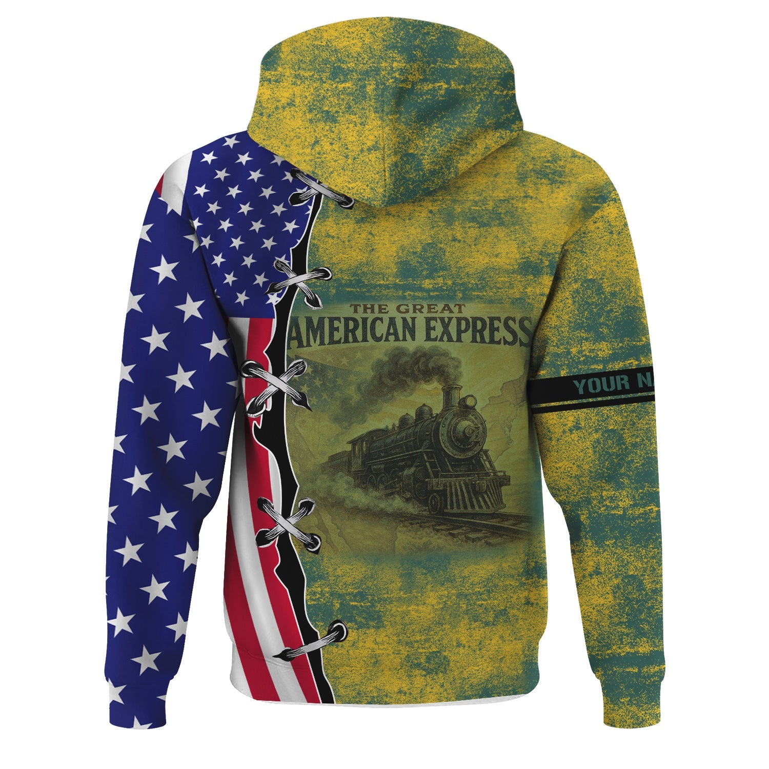 Railspirit Personalized Southern Railway U.S Hoodie Retro American Express Train With USA Flag SOU Zip Up Hoodie