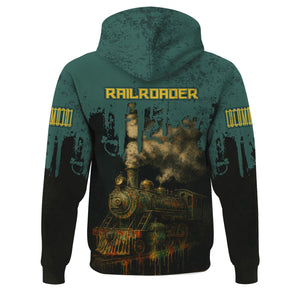 Railspirit Personalized Southern Railway U.S Hoodie Vintage Train Art Style SOU Zip Up Hoodie For Locomotive Fans
