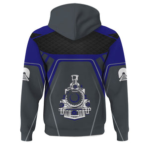 Railspirit Personalized Santa Fe ATSF Railway Hoodie Steam Locomotive Engine Graphic Atchison, Topeka and Santa Fe Train Zip Up Hoodie All Over Print