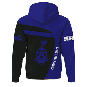 Railspirit Personalized Santa Fe Railway Hoodie All Aboard Steam Train Movie Projector Style Atchison, Topeka and Santa Fe Railway Zip Up Hoodie