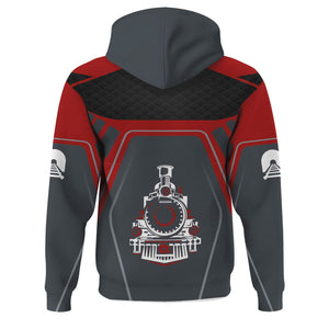 Railspirit Personalized Chicago South Shore and South Bend Railroad Hoodie Steam Locomotive Engine Graphic Train Zip Up Hoodie All Over Print