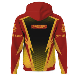 Railspirit Personalized Chicago South Shore and South Bend Railroad Hoodie Lightning Graphic Style Zip Up Hoodie Gift Idea For Train Lover