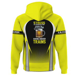 Railspirit Personalized Iowa Interstate Railroad Hoodie Stress Is Caused By Not Having Enough Trains IAIS Zip Up Hoodie