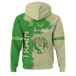 Railspirit Personalized Virginia & Truckee Railroad Hoodie Engine Heartbeat and Track Love Style Zip Up Hoodie Gift Idea For Train Lovers