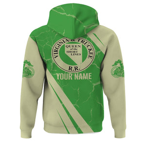 Railspirit Personalized Virginia & Truckee Railroad Hoodie Crackle Texture Style Train Zip Up Hoodie For Trackhead