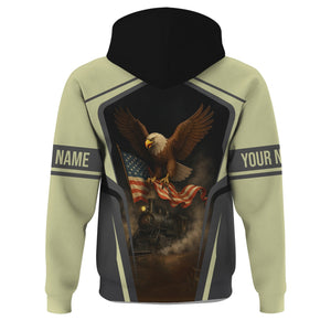 Railspirit Personalized Virginia & Truckee Railroad Hoodie American Eagle Vintage Train Zip Up Hoodie