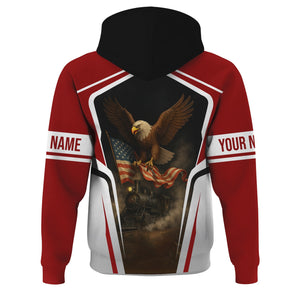 Railspirit Personalized Soo Line Railroad Hoodie American Eagle Vintage Train Zip Up Hoodie