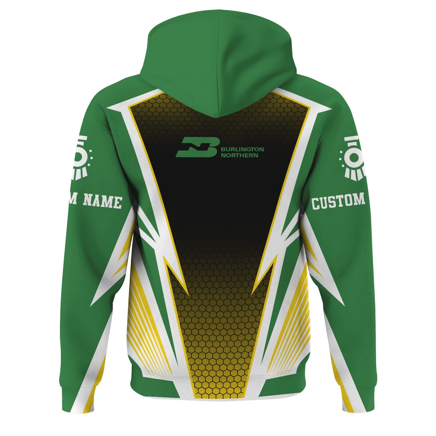 Railspirit Personalized Burlington Northern Railroad Hoodie Lightning Graphic Style Zip Up Hoodie Gift Idea For Train Lover