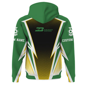 Railspirit Personalized Burlington Northern Railroad Hoodie Lightning Graphic Style Zip Up Hoodie Gift Idea For Train Lover