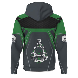 Railspirit Personalized Burlington Northern Railroad Hoodie Steam Locomotive Engine Graphic Train Zip Up Hoodie All Over Print