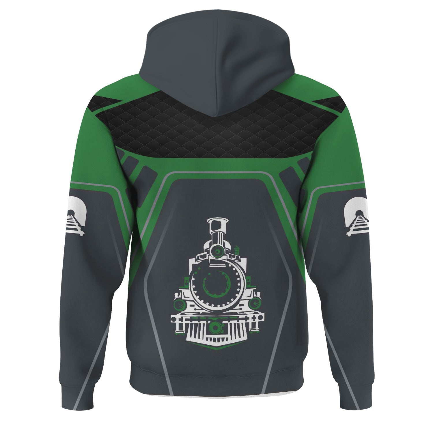 Railspirit Personalized Burlington Northern Railroad Hoodie Steam Locomotive Engine Graphic Train Zip Up Hoodie All Over Print