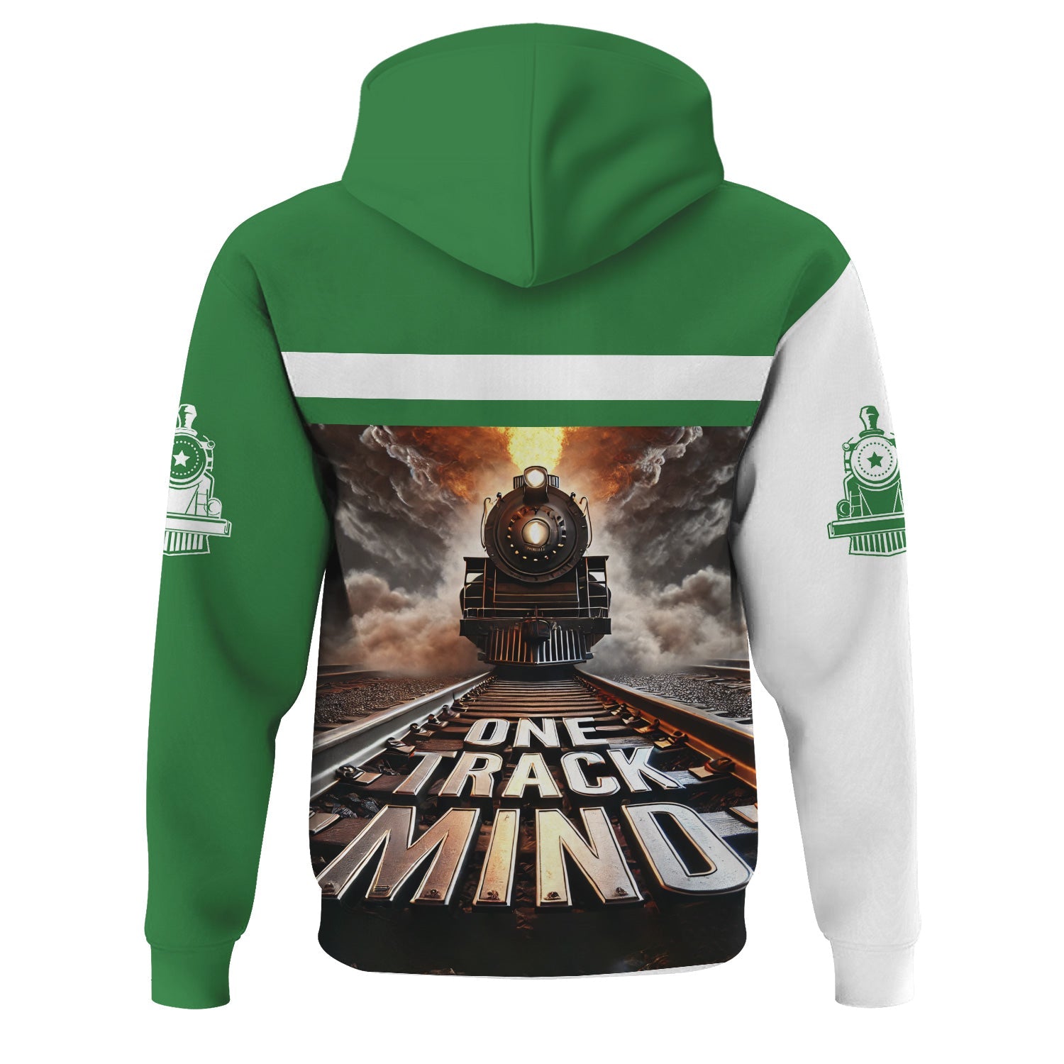 Railspirit Personalized Burlington Northern Railroad Hoodie One Track Mind Train Printed ZIp Up Hoodie