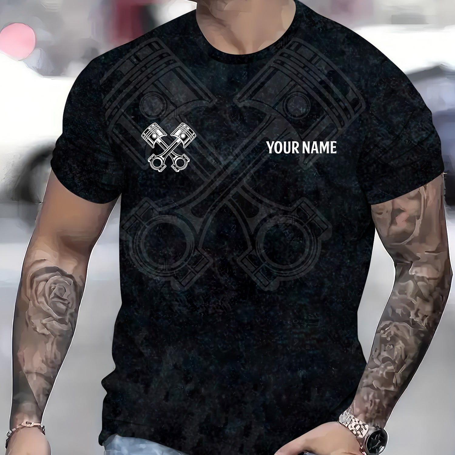 Personalized Mechanic Shirt, Mechanic Tee with Engine Piston Design for Auto Repair Technician Car Lover Gearhead Gift