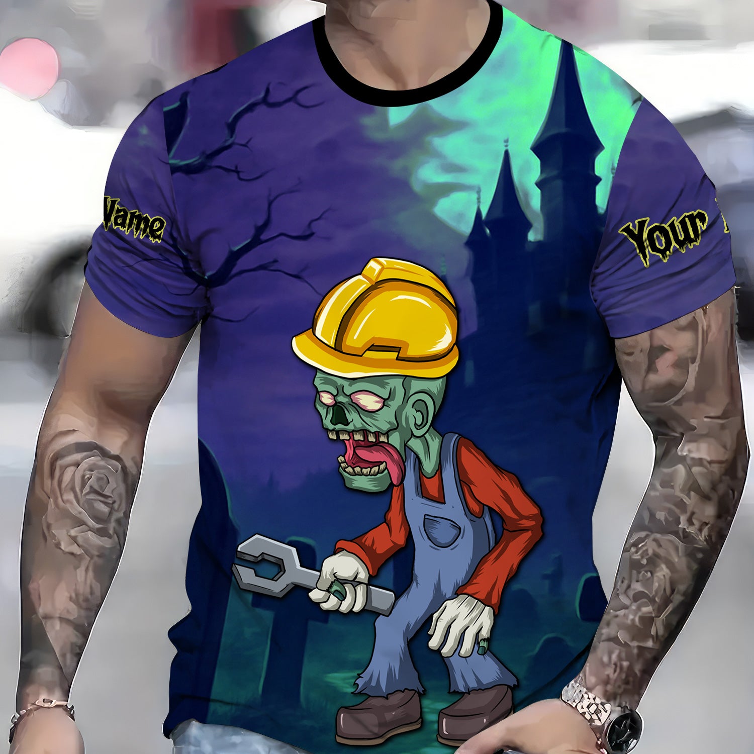 Custom Name Zombie Mechanic T Shirt Haunted House Halloween Shirt For Mechanic
