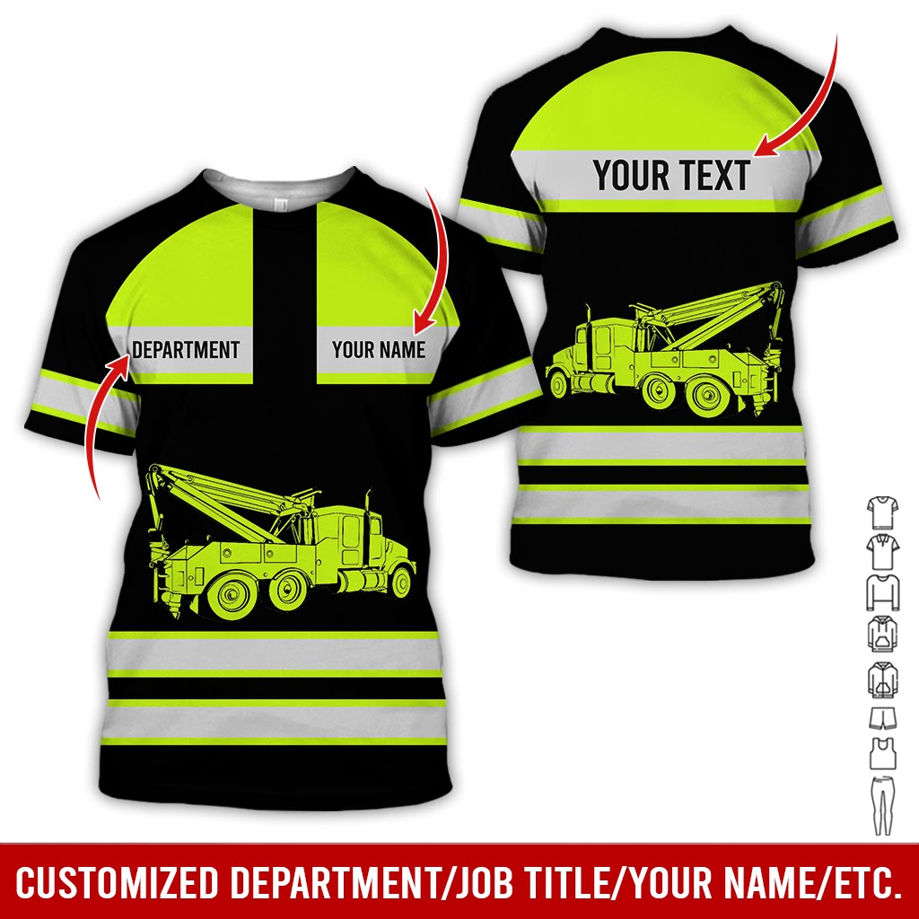 Customized Name Love Tow Truck Shirt, Personalized Workwear, Truck Driver Gift