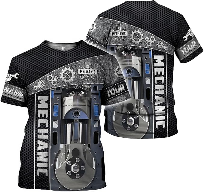 Custom Name Mechanic Shirt Mechanic Engine Unisex Printed T Shirt