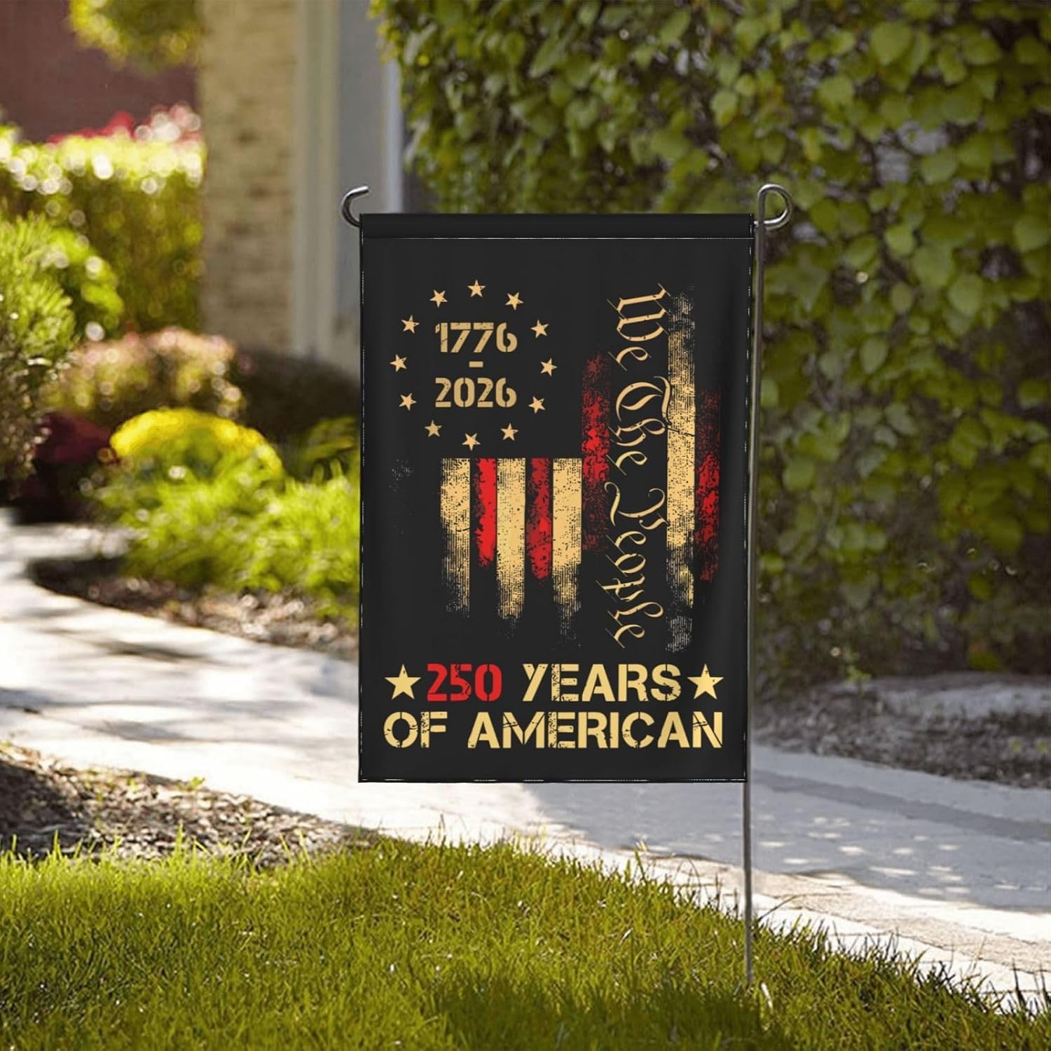 USA 250th Anniversary Garden Flag - Double Sided Patriotic Banner with 1776-2026 & 250 Years Design, American Birthday Celebration Yard Decoration