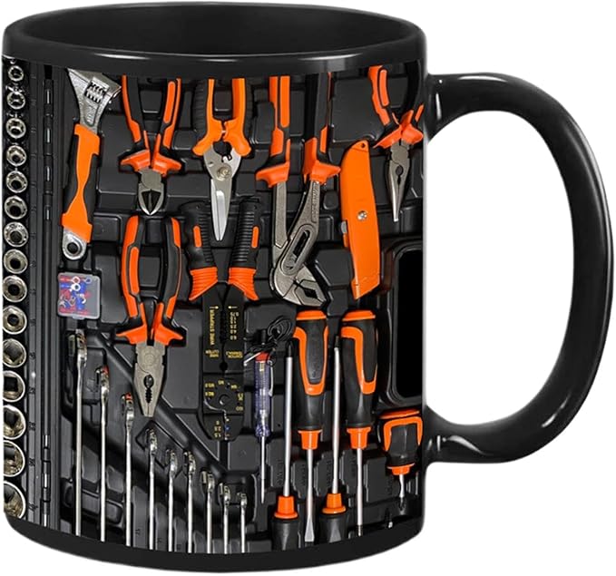 3D Mechanic Coffee Mug, Mug with Wrench & Screwdriver Design, Funny Coffee Mug, Gift Idea for Mechanics
