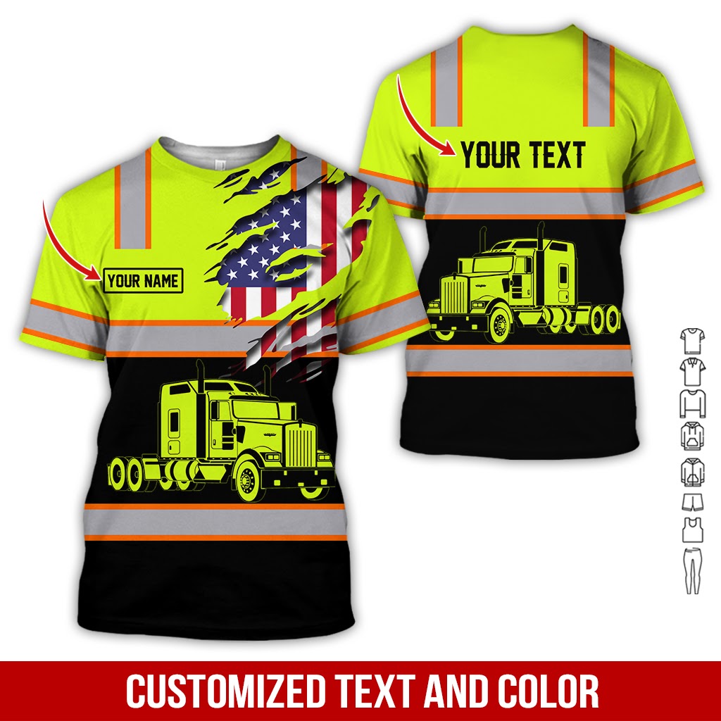 Custom Name Love Trucker Clothes, Personalized Truck Driver Apparel