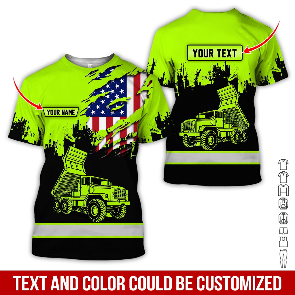 Customized Name Love Dump Truck Printed Clothes, Personalized Driver Apparel