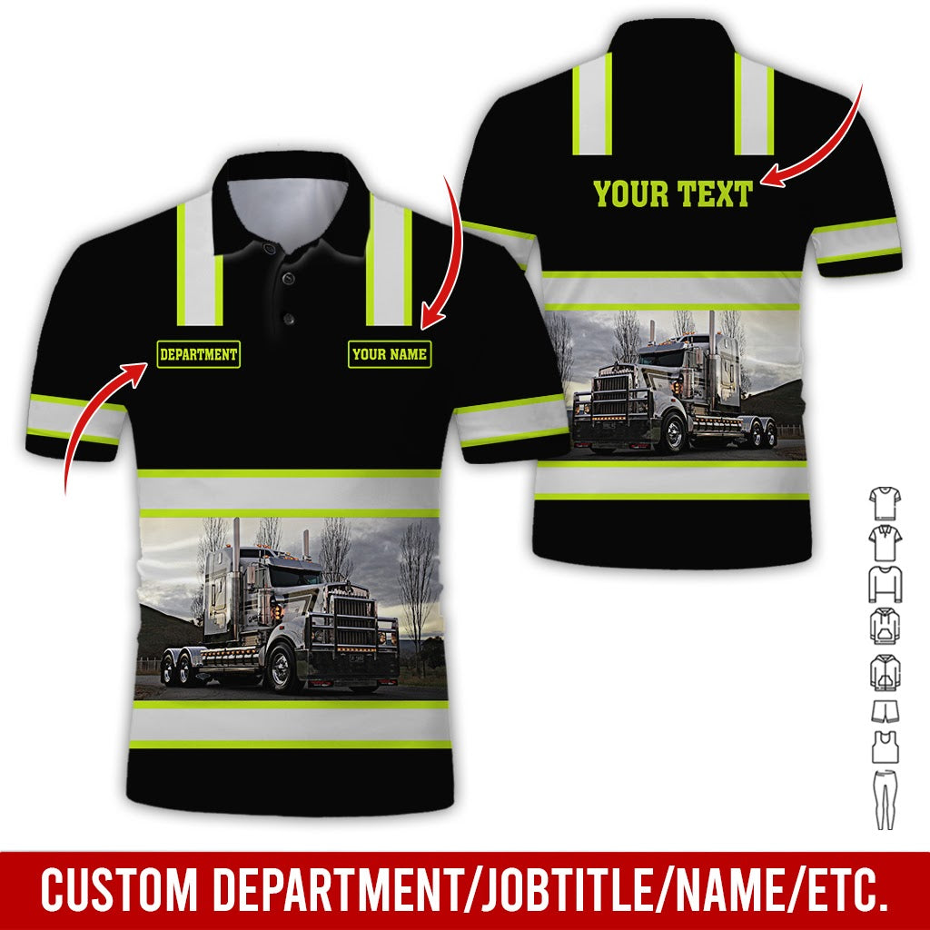 Custom Name and Proud Trucker Uniform Printed Clothes, Personalized Driver Gear