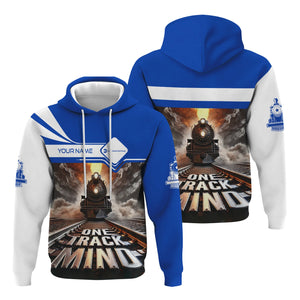 Railspirit Personalized Long Island Railroad Hoodie One Track Mind Train Printed ZIp Up Hoodie