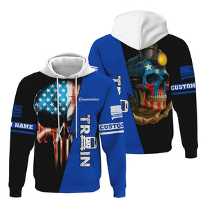 Railspirit Personalized Long Island Railroad Hoodie Train Skull American Flag Zip Up Hoodie All Over Print