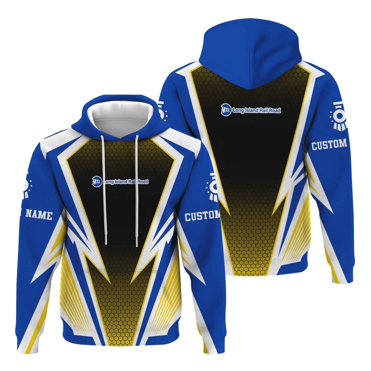 Railspirit Personalized Long Island Railroad Hoodie Lightning Graphic Style Zip Up Hoodie Gift Idea For Train Lover