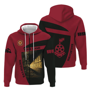 Railspirit Personalized Chicago Great Western Railroad Hoodie All Aboard Steam Train Movie Projector Style Zip Up Hoodie
